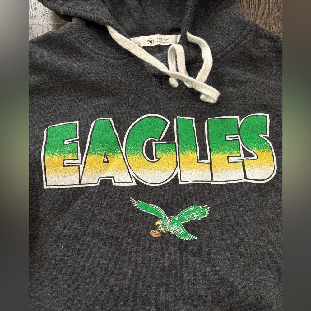 Philadelphia Eagles '47 Heather Black Color Rise Kennedy Pullover Hoodie - Picture 3 of 5